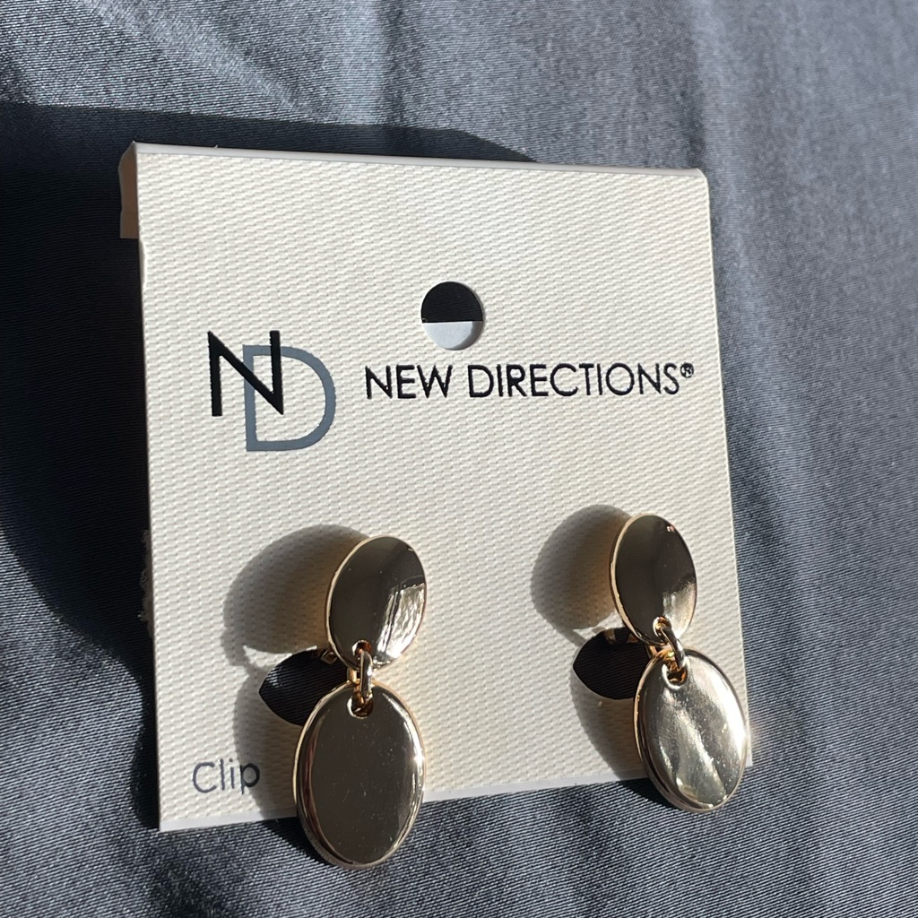 Nwt New Directions Gold Dangle Disc Earrings